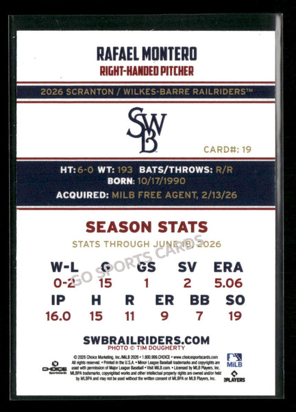 2026 Scranton Wilkes Barre RailRiders Rafael Montero