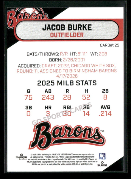 2026 Birmingham Barons Jacob Burke