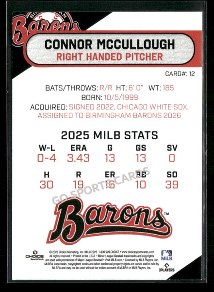 2026 Birmingham Barons Connor McCullough
