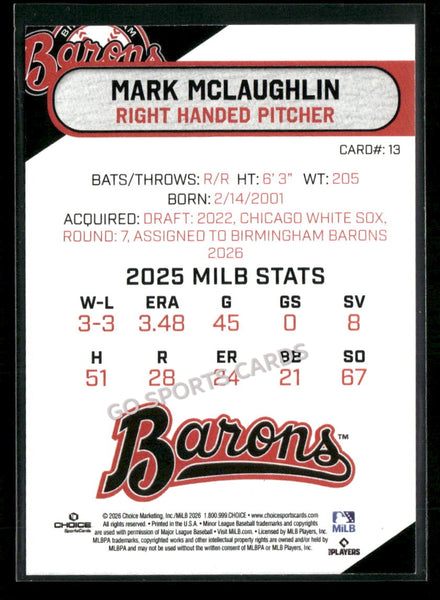 2026 Birmingham Barons Mark McLaughlin