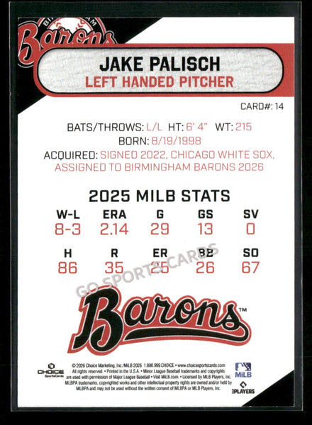 2026 Birmingham Barons Jake Palisch