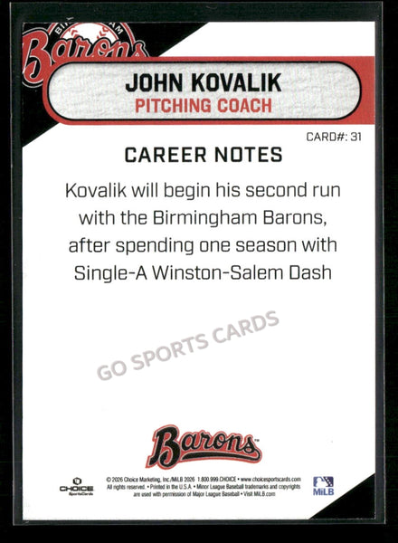 2026 Birmingham Barons John Kovalik
