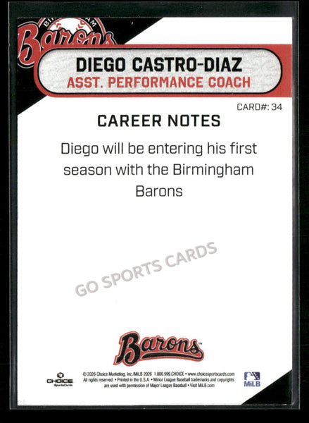 2026 Birmingham Barons Diego Castro Diaz