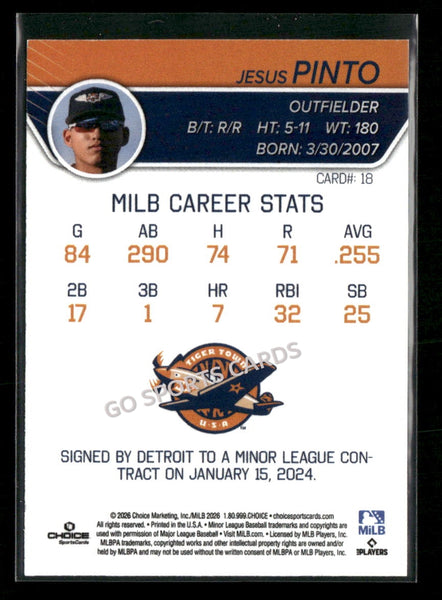 2026 Lakeland Flying Tigers Jesus Pinto