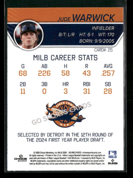 2026 Lakeland Flying Tigers Jude Warwick