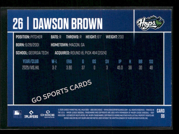 2026 Hillsboro Hops Dawson Brown