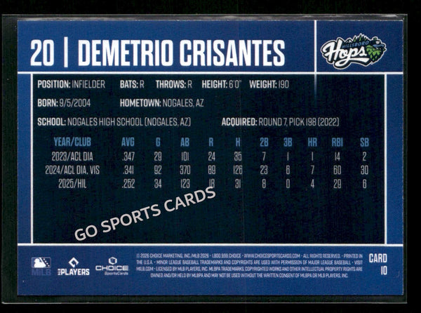 2026 Hillsboro Hops Demetrio Crisantes
