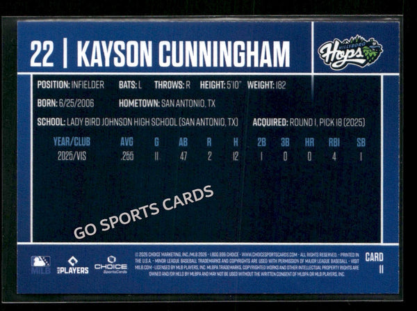 2026 Hillsboro Hops Kayson Cunningham