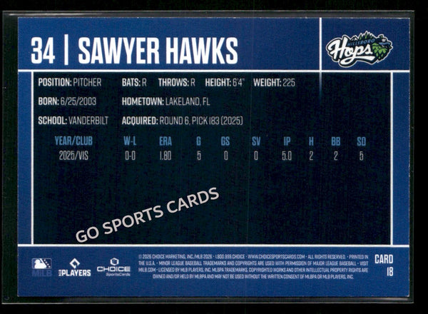 2026 Hillsboro Hops Sawyer Hawks