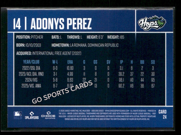2026 Hillsboro Hops Adonys Perez