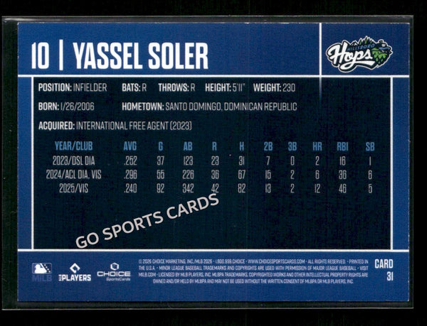 2026 Hillsboro Hops Yassel Soler