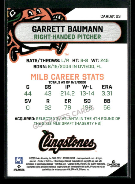 2026 Columbus Clingstones Garrett Baumann