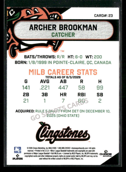 2026 Columbus Clingstones Archer Brookman