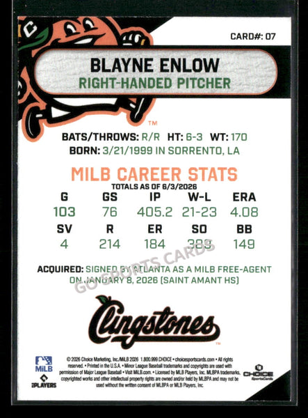 2026 Columbus Clingstones Blayne Enlow
