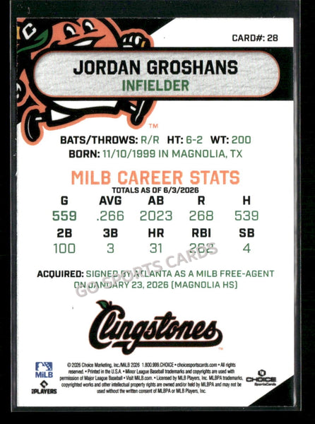 2026 Columbus Clingstones Jordan Groshans
