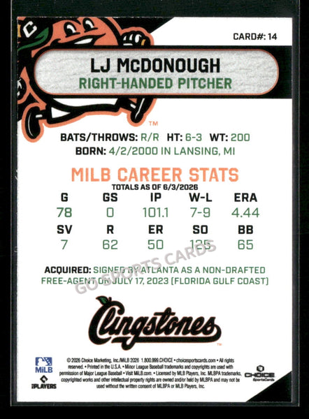 2026 Columbus Clingstones LJ McDonough