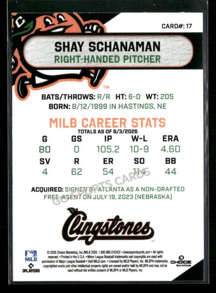 2026 Columbus Clingstones Shay Schanaman