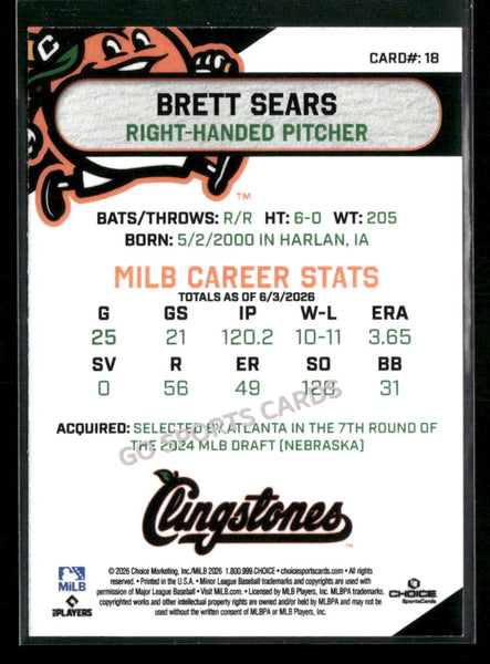 2026 Columbus Clingstones Brett Sears