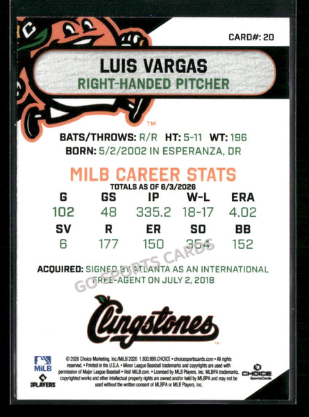 2026 Columbus Clingstones Luis Vargas