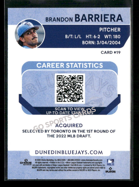 2026 Dunedin Blue Jays Brandon Barriera
