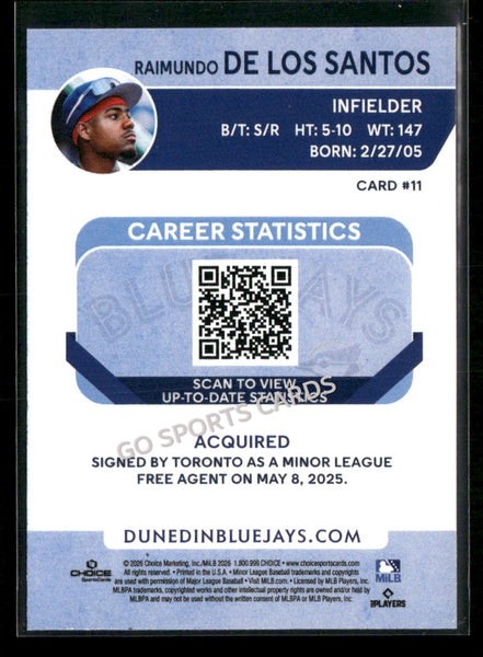 2026 Dunedin Blue Jays Raimundo De Los Santos