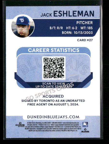 2026 Dunedin Blue Jays Jack Eshleman