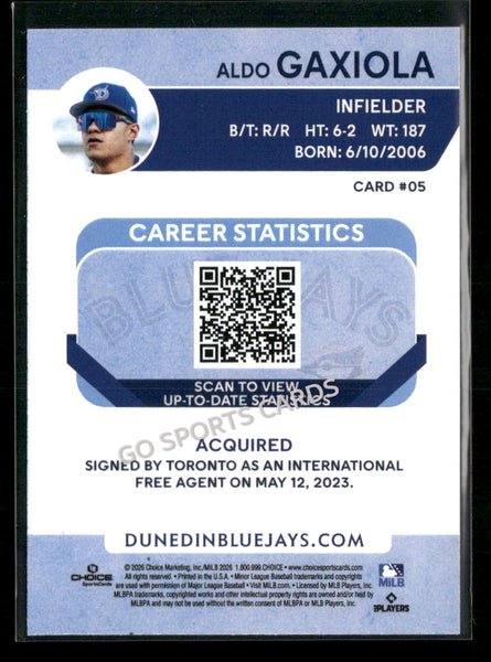 2026 Dunedin Blue Jays Aldo Gaxiola