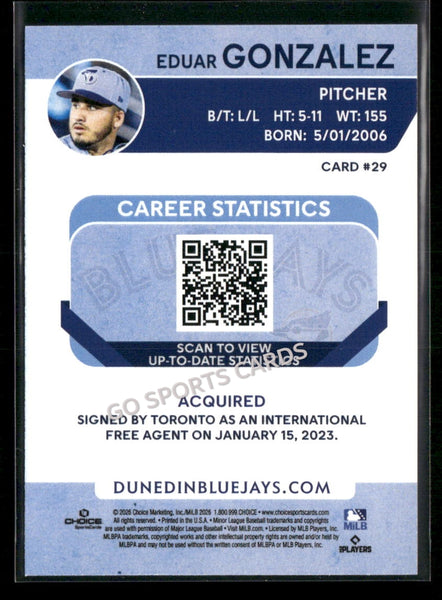 2026 Dunedin Blue Jays Eduar Gonzalez