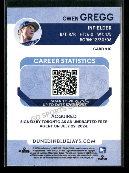 2026 Dunedin Blue Jays Owen Gregg