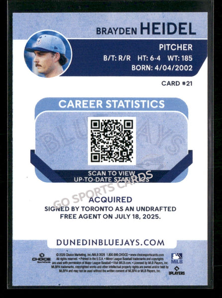 2026 Dunedin Blue Jays Brayden Heidel