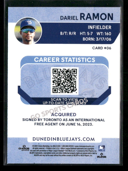 2026 Dunedin Blue Jays Dariel Ramon