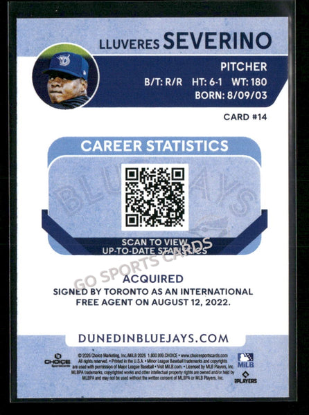 2026 Dunedin Blue Jays Lluveres Severino