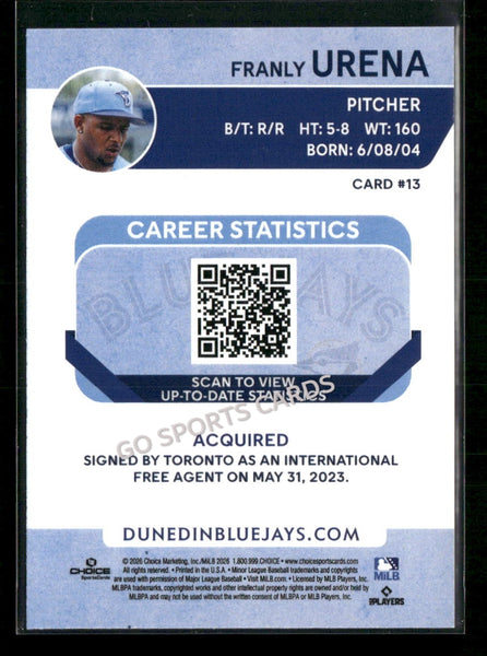 2026 Dunedin Blue Jays Franly Urena
