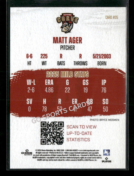 2026 Altoona Curve 2nd Matt Ager