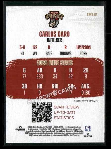 2026 Altoona Curve 2nd Carlos Caro