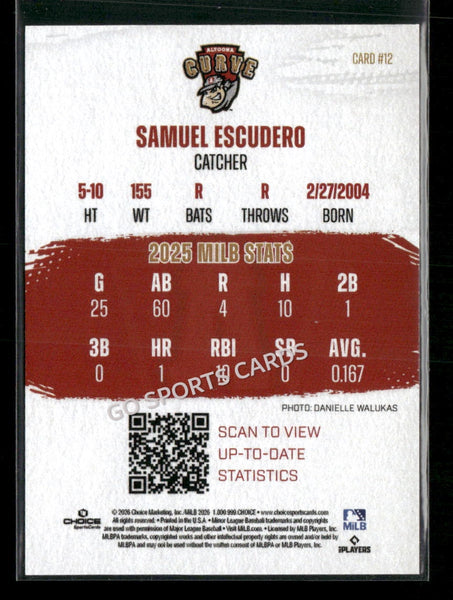 2026 Altoona Curve 2nd Samuel Escudero