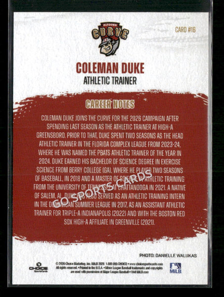 2026 Altoona Curve 2nd Coleman Duke