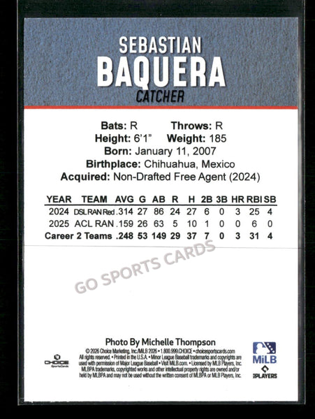 2026 Hickory Crawdads 2nd Sebastian Baquera