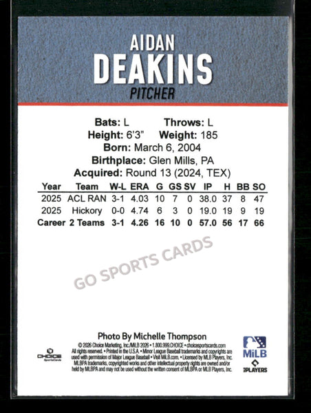 2026 Hickory Crawdads 2nd Aidan Deakins
