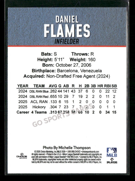 2026 Hickory Crawdads 2nd Daniel Flames