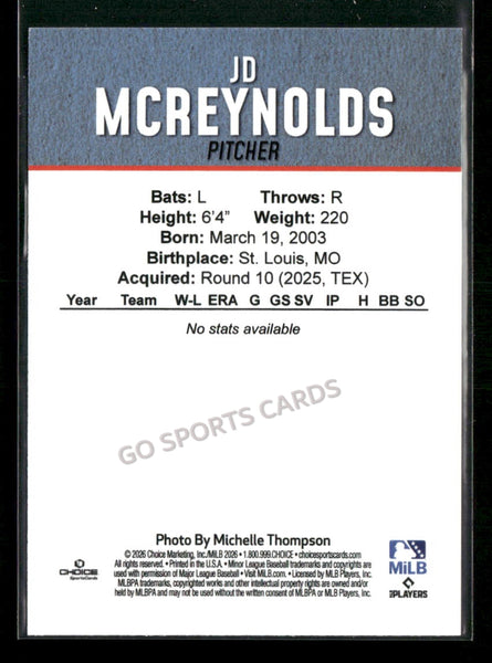 2026 Hickory Crawdads 2nd JD McReynolds