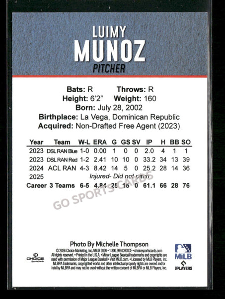 2026 Hickory Crawdads 2nd Luimy Munoz