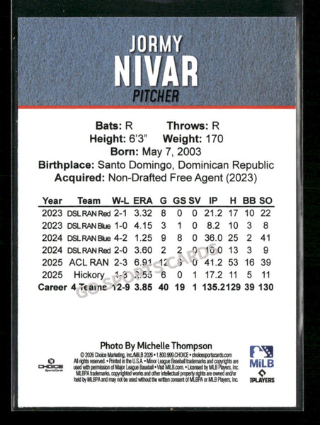 2026 Hickory Crawdads 2nd Jormy Nivar