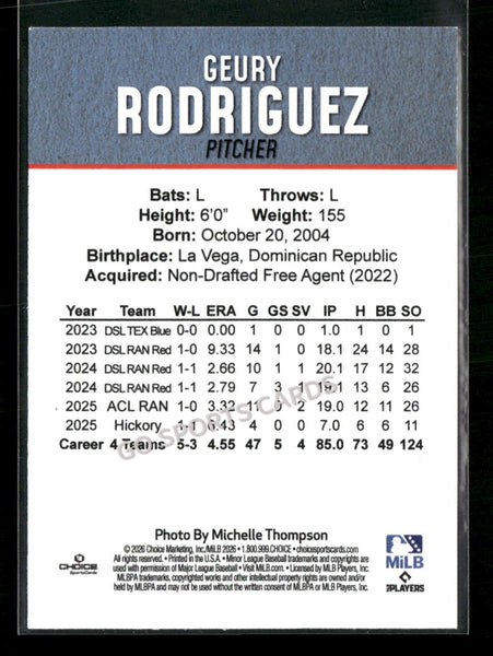 2026 Hickory Crawdads 2nd Geury Rodriguez