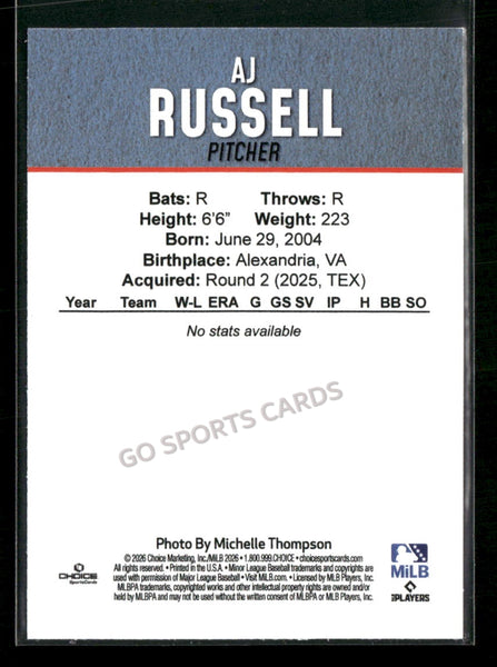 2026 Hickory Crawdads 2nd AJ Russell