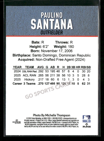 2026 Hickory Crawdads 2nd Paulino Santana