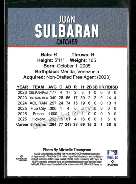 2026 Hickory Crawdads 2nd Juan Sulbaran