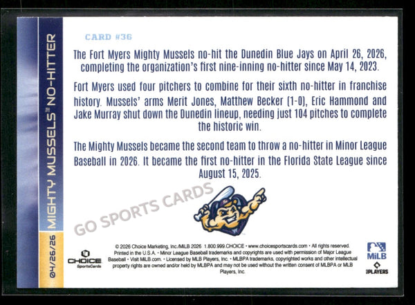 2026 Fort Myers Mighty Mussels Merit Jones Matthew Becker Eric Hammond Jake Murray
