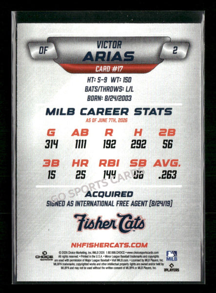 2026 New Hampshire Fisher Cats Victor Arias