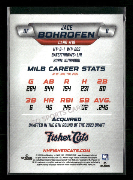 2026 New Hampshire Fisher Cats Jace Bohrofen